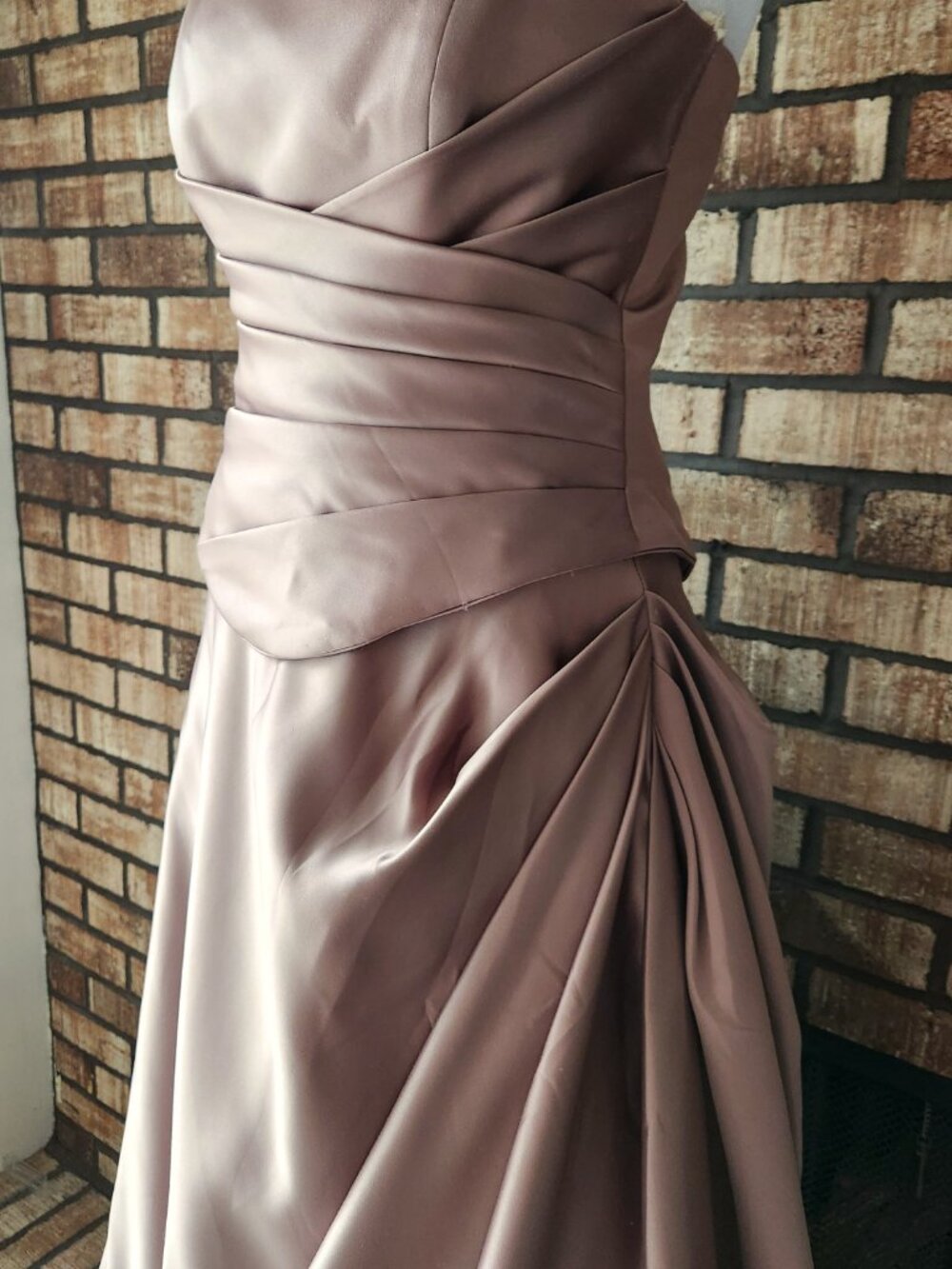 Ladies Obsessions Haute Couture Two Piece Brown Satin A-line Corset Dress Sz 10 - Picture 5 of 14